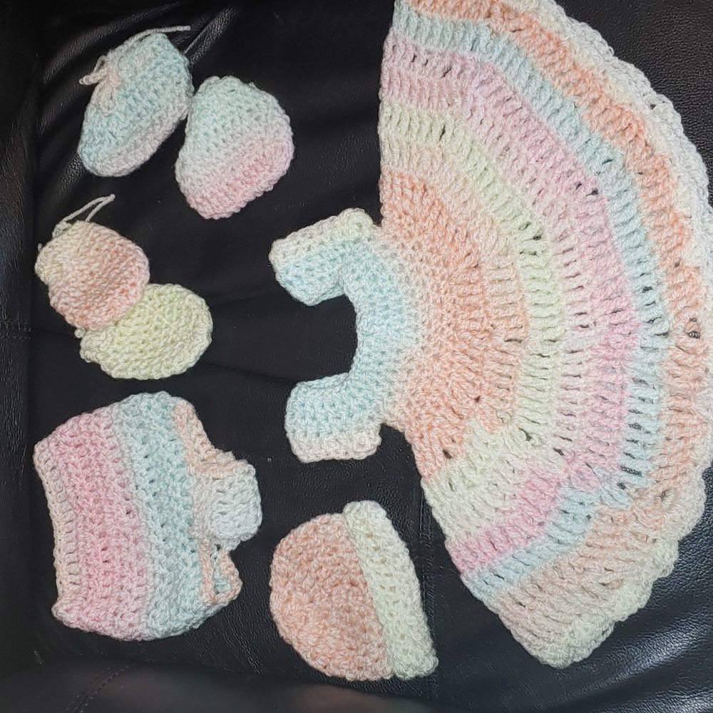 Crochet handmade dress full set